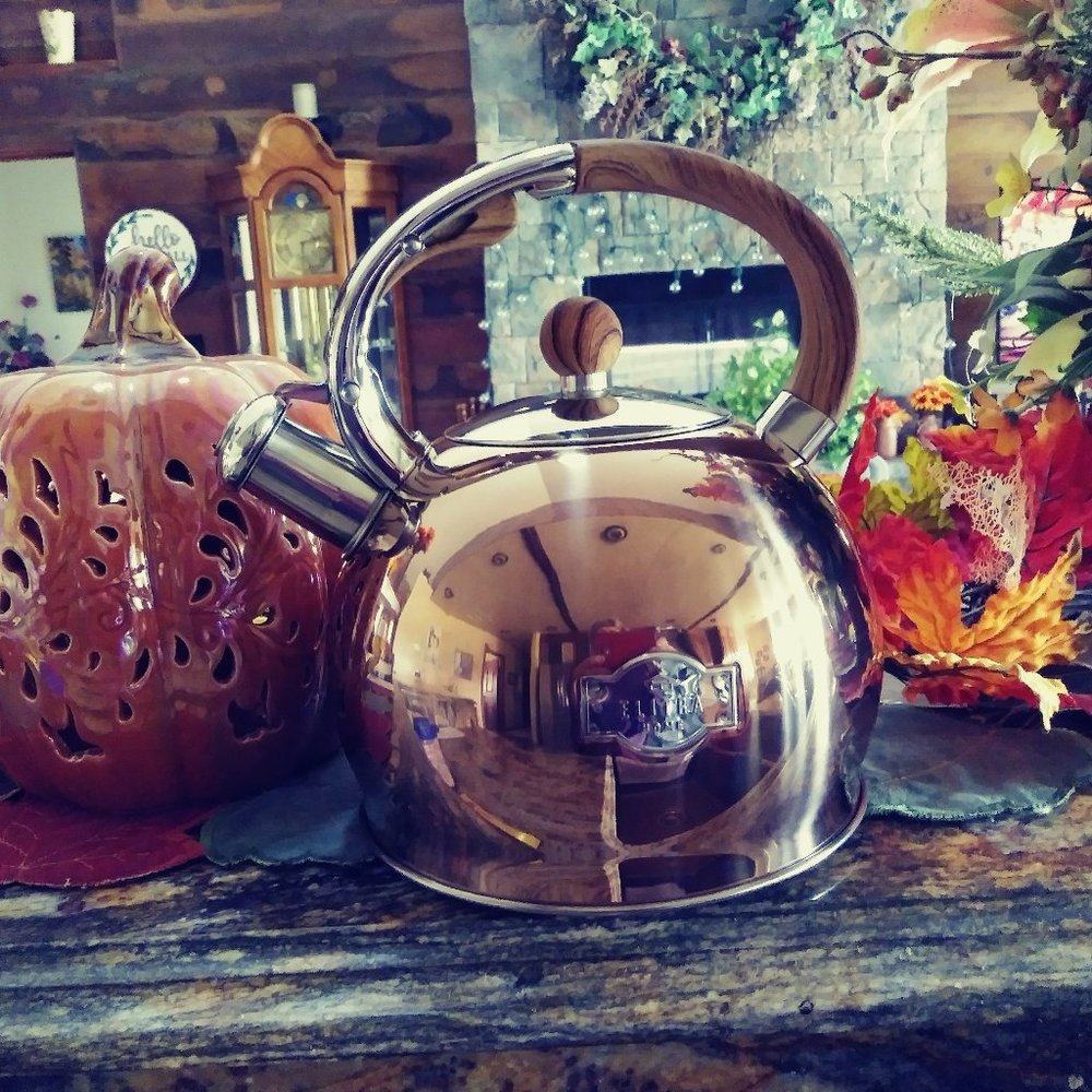 Whistling Stove Top Tea Kettle - Stainless Steel Tea Pot, Rose Gold color